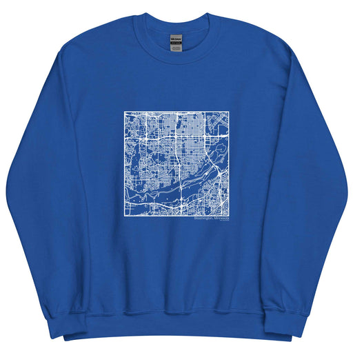 Bloomington Minnesota  Map Unisex Crewneck Sweater with City inscription in Royal Blue