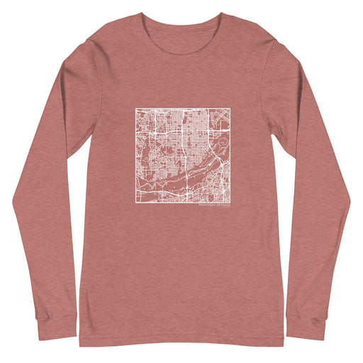Bloomington Minnesota  Map Unisex Long-Sleeve T-shirt with City inscription in Heather Mauve
