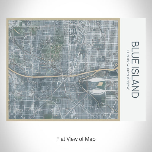 Rendered View of Blue Island Illinois Map on 20oz Stainless Steel Insulated Bottle with Bamboo Top with printed afternoon style map