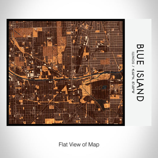 Rendered View of Blue Island Illinois Map on 20oz Stainless Steel Insulated Bottle with Bamboo Top with printed ember style map