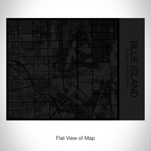 Rendered View of Blue Island Illinois Map on 20oz Stainless Steel Insulated Bottle with Bamboo Top in Matte Black with printed Tactile Lines Map in Black