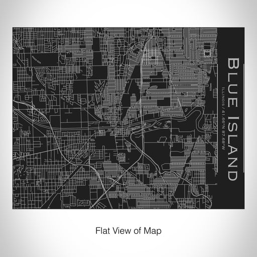 Rendered View of Blue Island Illinois Map on 20oz Stainless Steel Insulated Bottle with Bamboo Top in Black