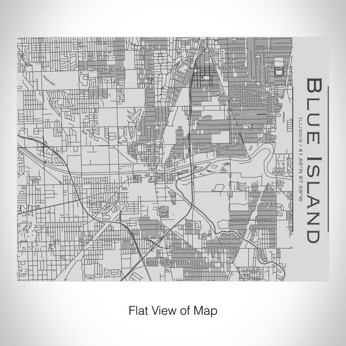 Rendered View of Blue Island Illinois Map on 20oz Stainless Steel Insulated Bottle with Bamboo Top