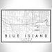Blue Island Illinois Map Print Landscape Orientation in Classic Style With Shaded Background
