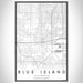 Blue Island Illinois Map Print Portrait Orientation in Classic Style With Shaded Background