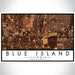 Blue Island Illinois Map Print Landscape Orientation in Ember Style With Shaded Background