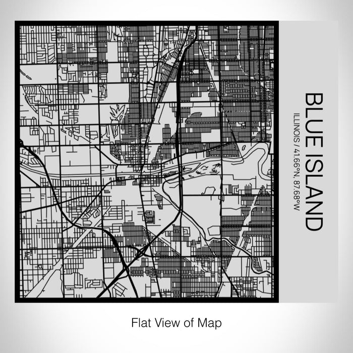 Rendered View of Blue Island Illinois Map on 17oz Stainless Steel Insulated Tumbler in Tactile Lines with Succulent in Background