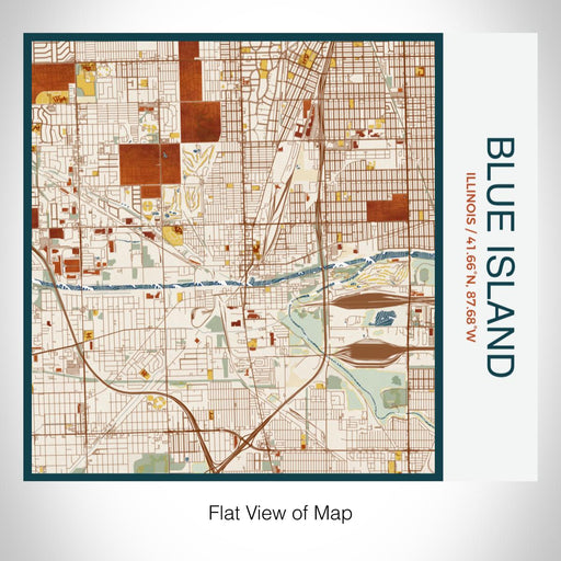 Rendered View of Blue Island Illinois Map on 17oz Stainless Steel Insulated Tumbler in Woodblock Map Style