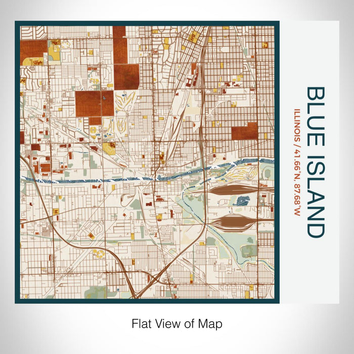 Rendered View of Blue Island Illinois Map on 17oz Stainless Steel Insulated Tumbler in Woodblock Map Style