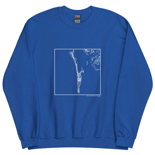 Boca Grande Florida  Map Unisex Crewneck Sweater with City inscription in Royal Blue