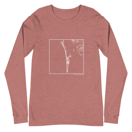 Boca Grande Florida  Map Unisex Long-Sleeve T-shirt with City inscription in Heather Mauve