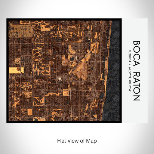 Rendered View of Boca Raton Florida Map on 20oz Stainless Steel Insulated Bottle with Bamboo Top with printed ember style map