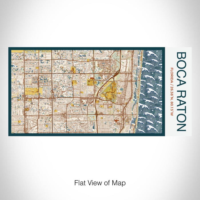 Rendered View of Boca Raton Florida Map on 17oz Stainless Steel Insulated Bottle with printed woodblock style map