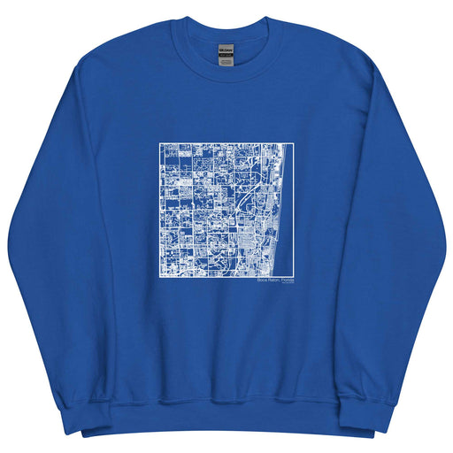 Boca Raton Florida  Map Unisex Crewneck Sweater with City inscription in Royal Blue