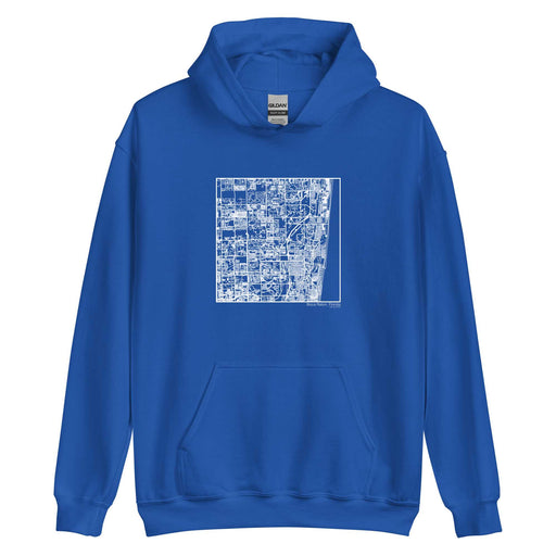 Boca Raton Florida  Map Unisex Hoodie Sweater with City inscription in Royal Blue