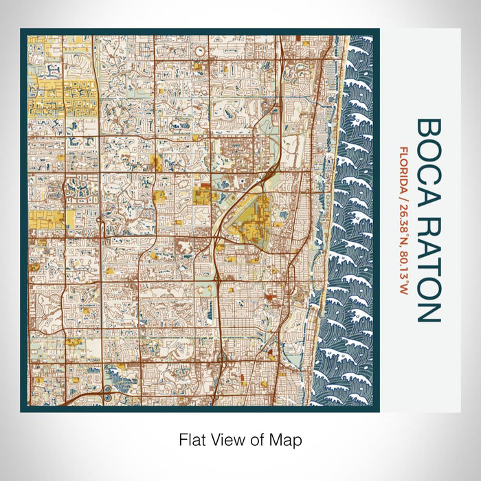 Rendered View of Boca Raton Florida Map on 17oz Stainless Steel Insulated Tumbler in Woodblock Map Style