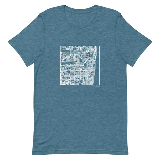 Boca Raton Florida  Map Unisex T-Shirt with City inscription in Heather Teal