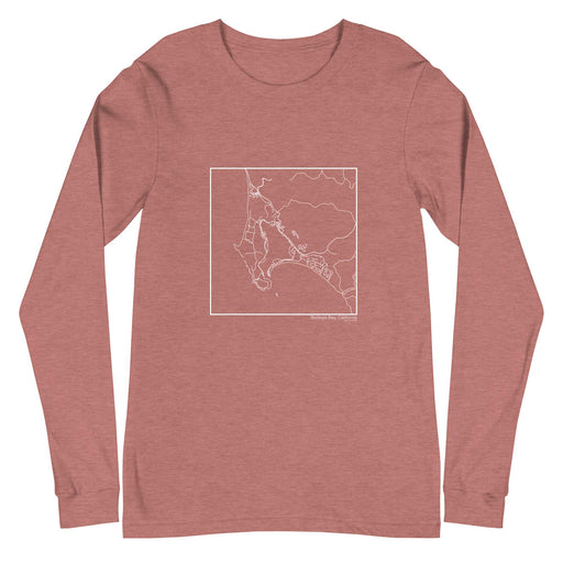 Bodega Bay California  Map Unisex Long-Sleeve T-shirt with City inscription in Heather Mauve