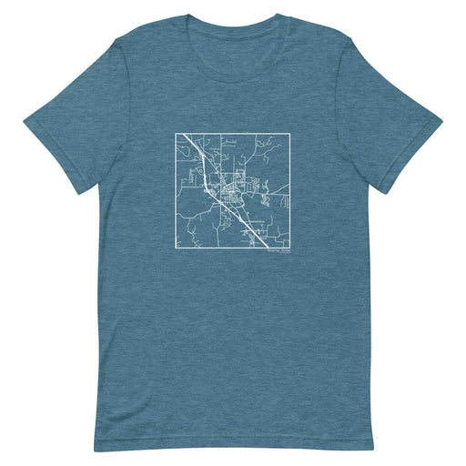 Boerne Texas  Map Unisex T-Shirt with City inscription in Heather Teal