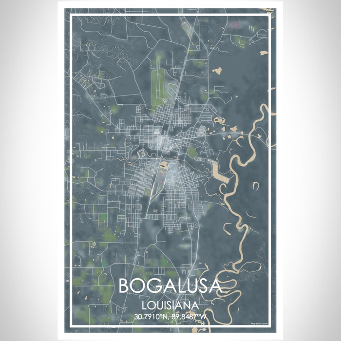Bogalusa Louisiana Map Print Portrait Orientation in Afternoon Style With Shaded Background