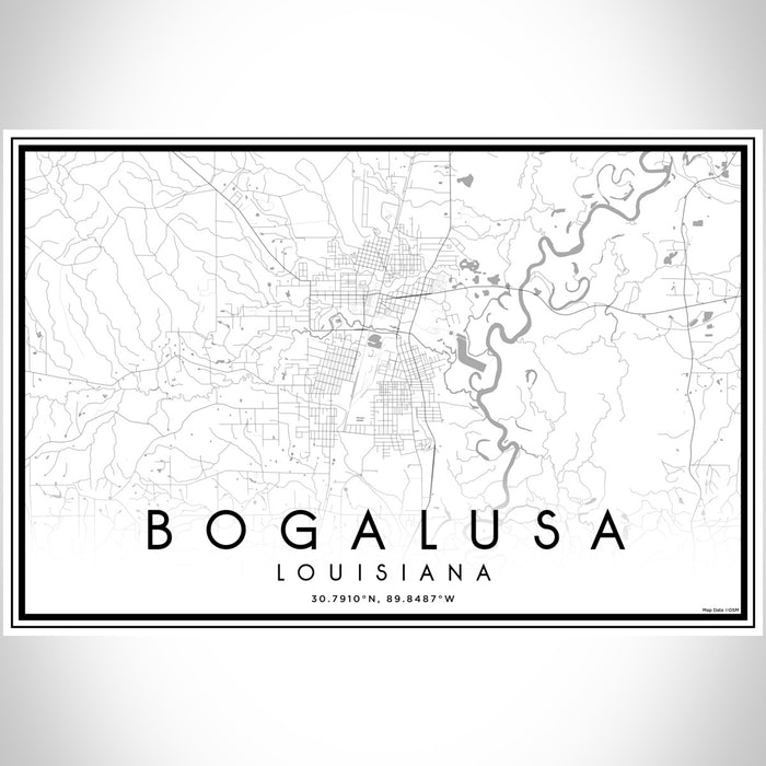 Bogalusa Louisiana Map Print Landscape Orientation in Classic Style With Shaded Background