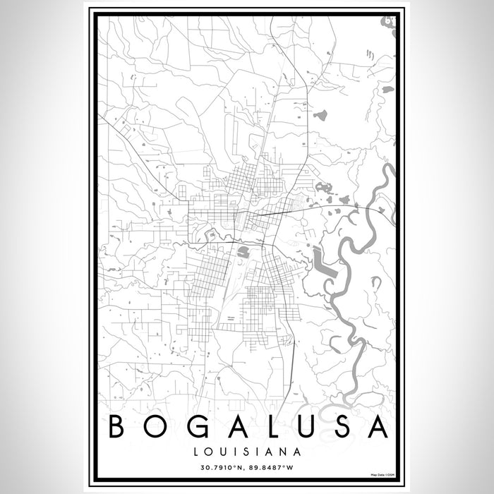 Bogalusa Louisiana Map Print Portrait Orientation in Classic Style With Shaded Background