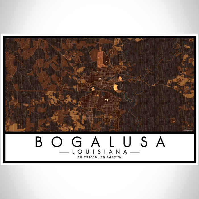 Bogalusa Louisiana Map Print Landscape Orientation in Ember Style With Shaded Background