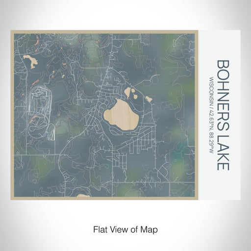 Rendered View of Bohners Lake Wisconsin Map on 20oz Stainless Steel Insulated Bottle with Bamboo Top with printed afternoon style map