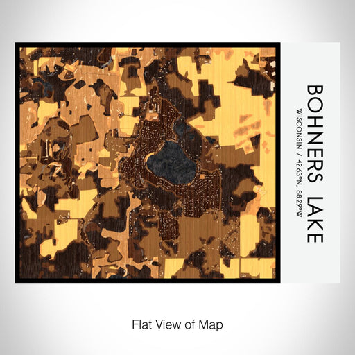 Rendered View of Bohners Lake Wisconsin Map on 20oz Stainless Steel Insulated Bottle with Bamboo Top with printed ember style map