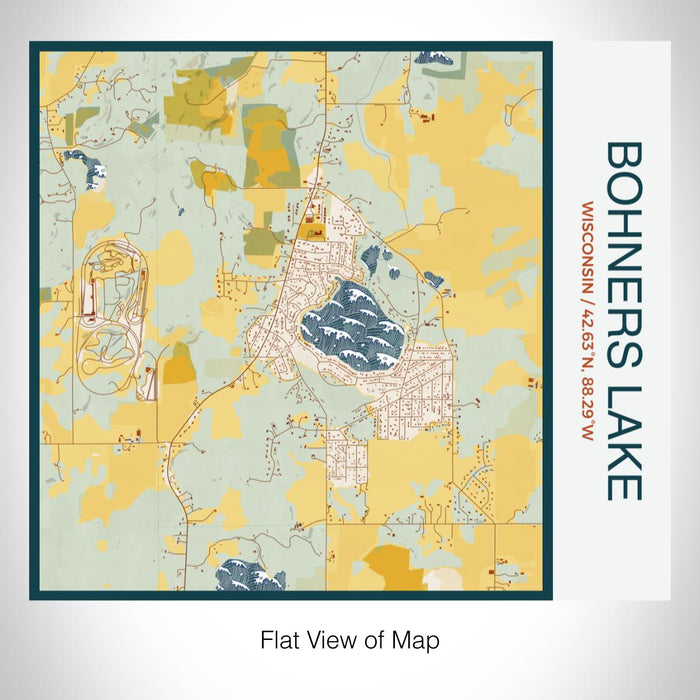 Rendered View of Bohners Lake Wisconsin Map on 17oz Stainless Steel Insulated Tumbler in Woodblock Map Style