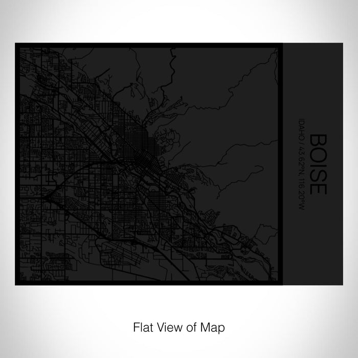 Rendered View of Boise Idaho Map on 20oz Stainless Steel Insulated Bottle with Bamboo Top in Matte Black with printed Tactile Lines Map in Black