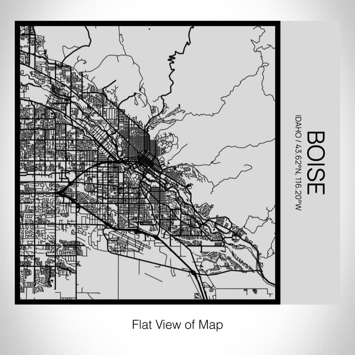 Rendered View of Boise Idaho Map on 17oz Stainless Steel Insulated Tumbler in Tactile Lines with Succulent in Background