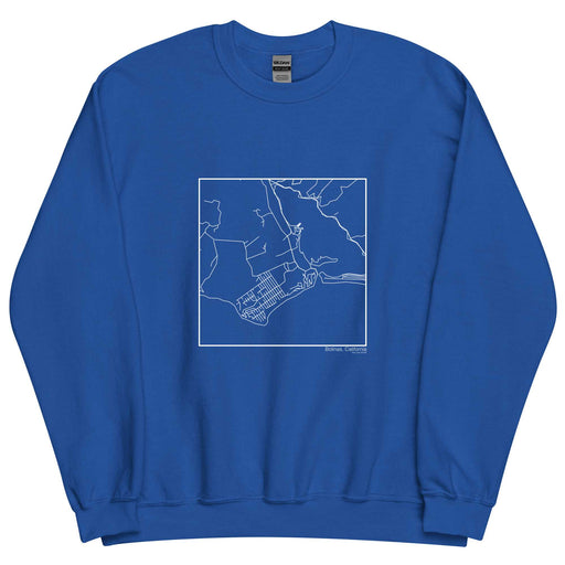 Bolinas California  Map Unisex Crewneck Sweater with City inscription in Royal Blue