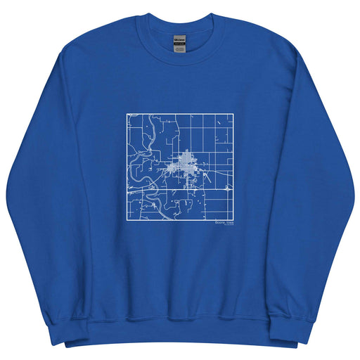 Boone Iowa  Map Unisex Crewneck Sweater with City inscription in Royal Blue