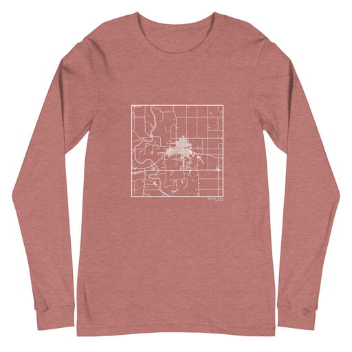 Boone Iowa  Map Unisex Long-Sleeve T-shirt with City inscription in Heather Mauve