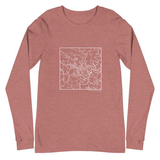 Boone North Carolina  Map Unisex Long-Sleeve T-shirt with City inscription in Heather Mauve