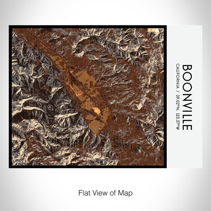 Rendered View of Boonville California Map on 20oz Stainless Steel Insulated Bottle with Bamboo Top with printed ember style map