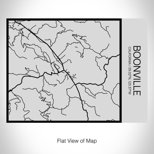 Rendered View of Boonville California Map on 20oz Stainless Steel Insulated Bottle with Bamboo Top with printed Tactile Lines Map in Black