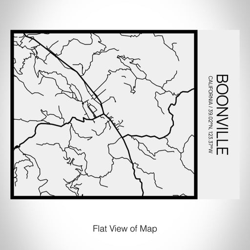 Rendered View of Boonville California Map on 20oz Stainless Steel Insulated Bottle with Bamboo Top in Matte White with printed Tactile Lines Map in Black