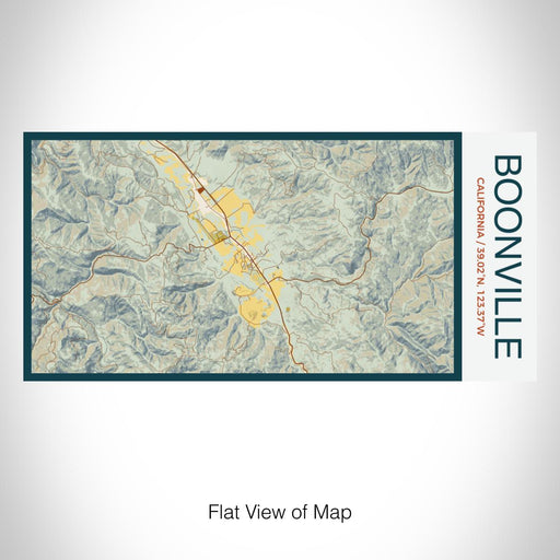 Rendered View of Boonville California Map on 17oz Stainless Steel Insulated Bottle with printed woodblock style map