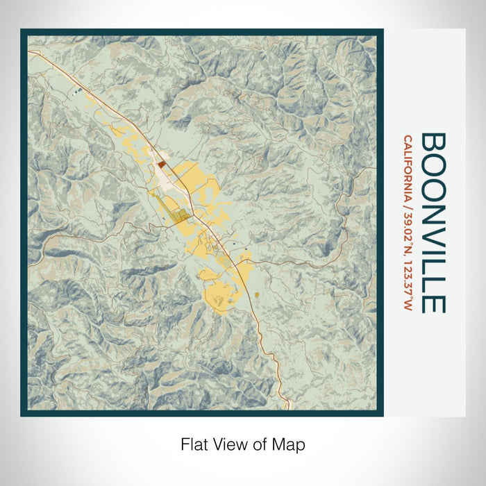 Rendered View of Boonville California Map on 17oz Stainless Steel Insulated Tumbler in Woodblock Map Style