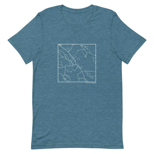 Boonville California  Map Unisex T-Shirt with City inscription in Heather Teal