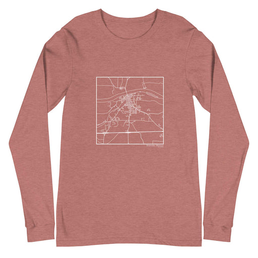 Boonville Missouri  Map Unisex Long-Sleeve T-shirt with City inscription in Heather Mauve