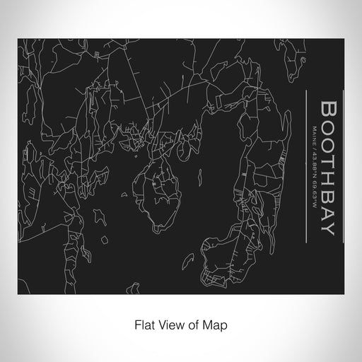 Rendered View of Boothbay Maine Map on 20oz Stainless Steel Insulated Bottle with Bamboo Top in Black