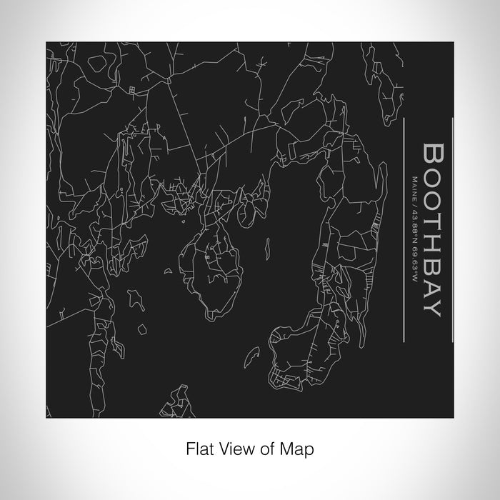 Rendered View of Boothbay Maine Map on 17oz Stainless Steel Insulated Tumbler in Black