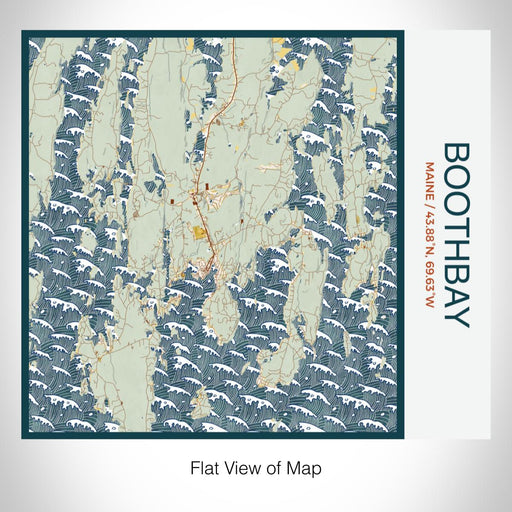 Rendered View of Boothbay Maine Map on 17oz Stainless Steel Insulated Tumbler in Woodblock Map Style