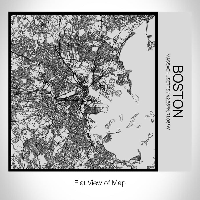 Rendered View of Boston Massachusetts Map on 17oz Stainless Steel Insulated Tumbler in Tactile Lines with Succulent in Background