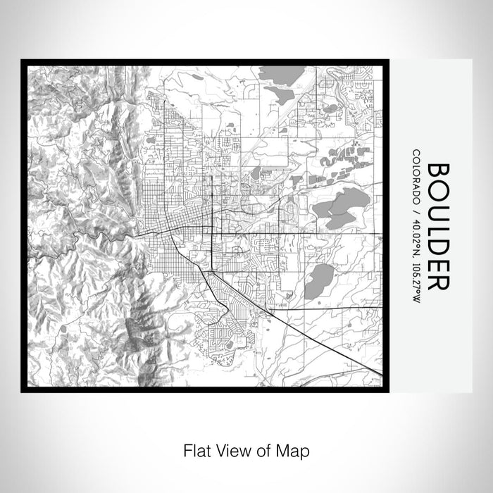 Rendered View of Boulder Colorado Map on 20oz Stainless Steel Insulated Bottle with Bamboo Top with printed classic style map