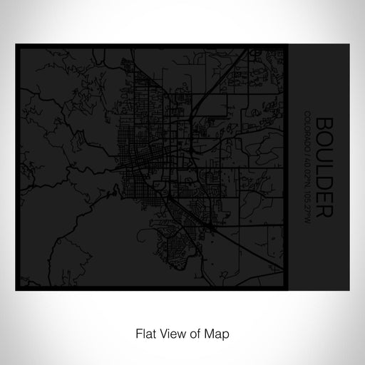 Rendered View of Boulder Colorado Map on 20oz Stainless Steel Insulated Bottle with Bamboo Top in Matte Black with printed Tactile Lines Map in Black