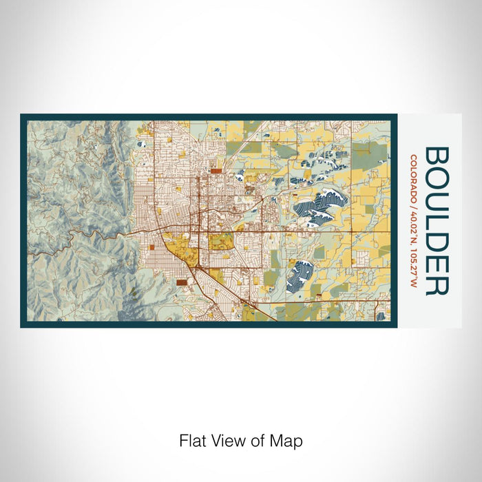 Rendered View of Boulder Colorado Map on 17oz Stainless Steel Insulated Bottle with printed woodblock style map